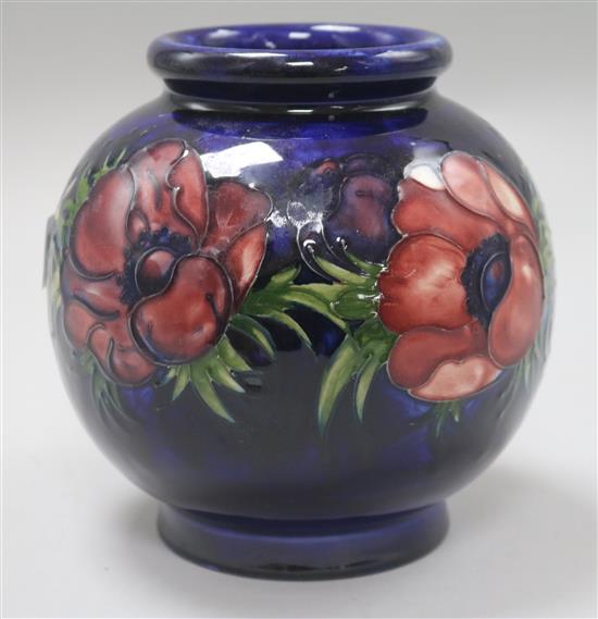 A Moorcroft blue anemones vase